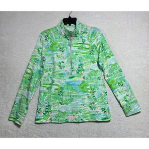 Lilly Pulitzer Honda Classic Skipper Popover Quarter Zip Sweatshirt Green Size S